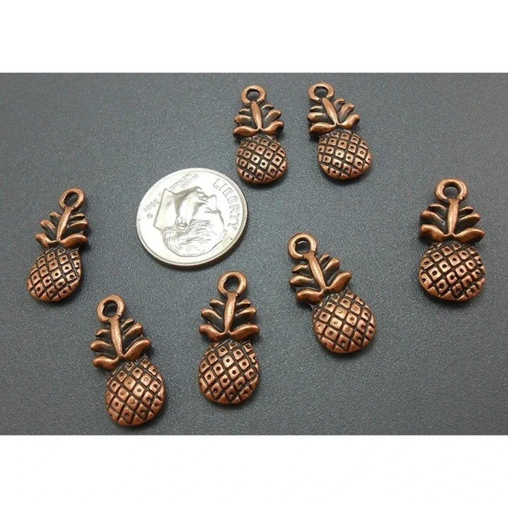 10pcs Pineapple Charms, copper tone metal fruit for‎ jewelry making